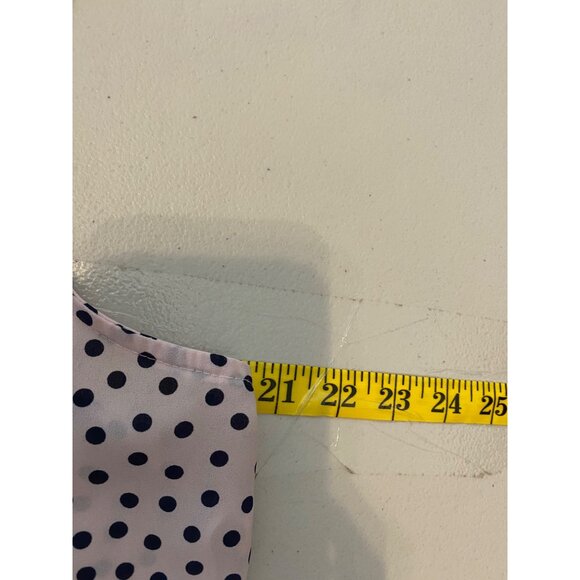 Karl Lagerfeld Paris Sleeveless Pink Navy Polka Blouse Pearl Buttons Large - Picture 9 of 10